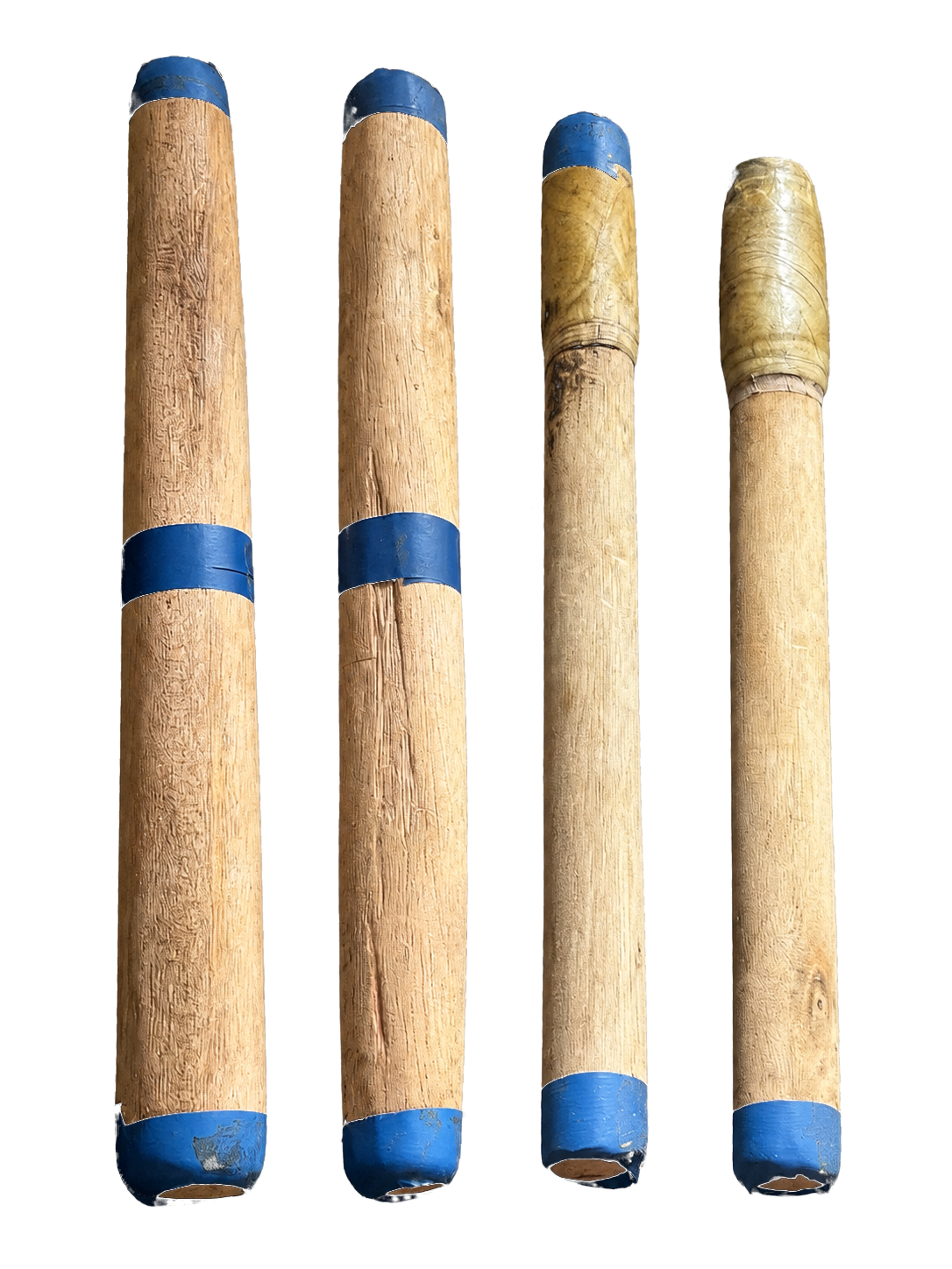 Four wooden tingan used to strike the kulintangan